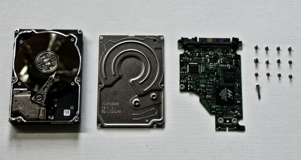 disassembled hard drive