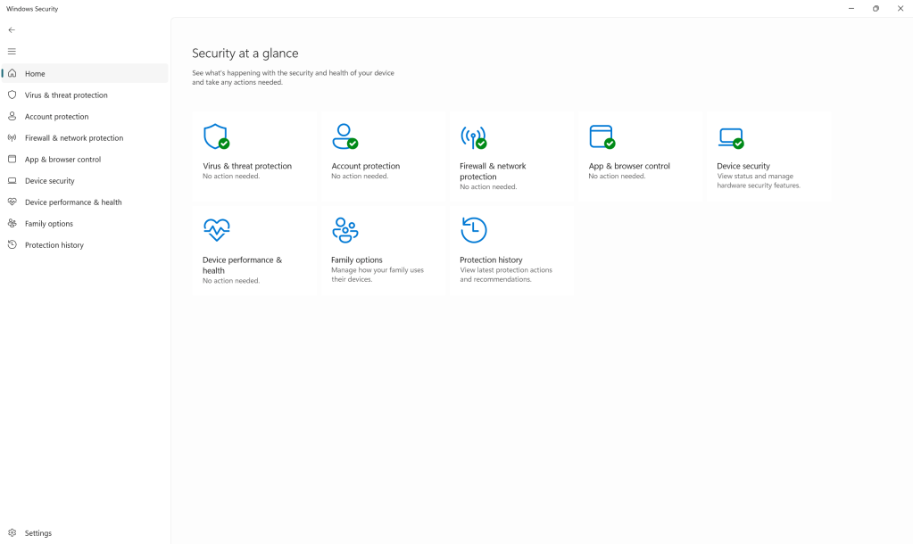 windows defender settings menu