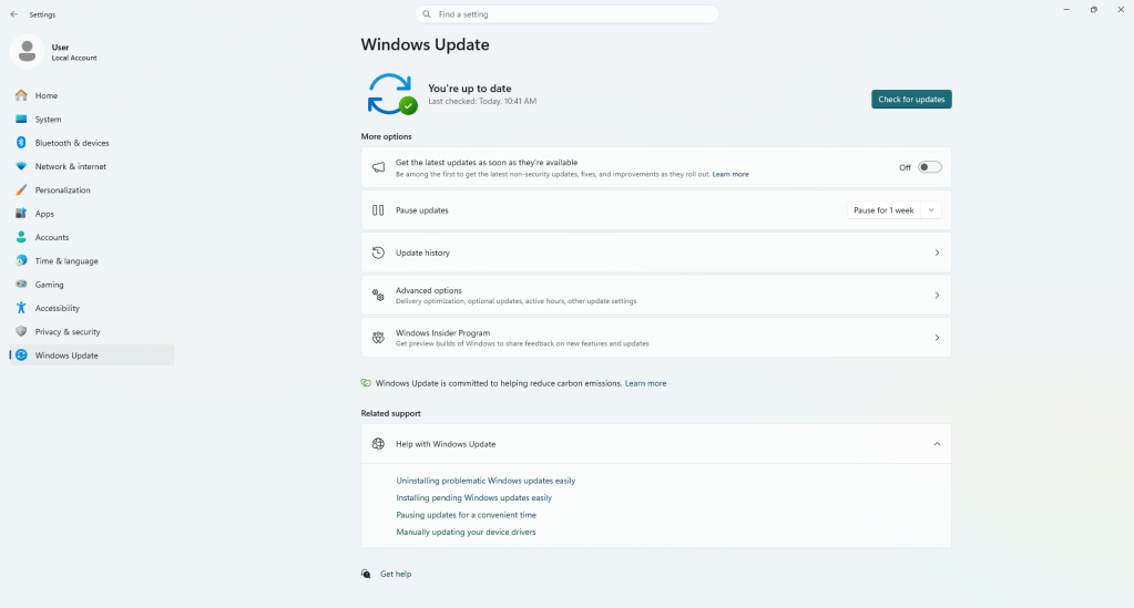 Windows 11 update settings