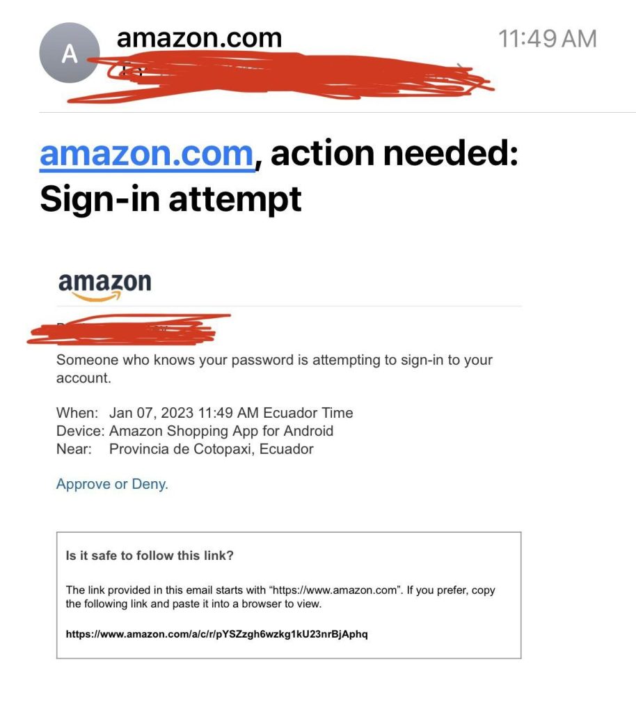 amazon phishing email