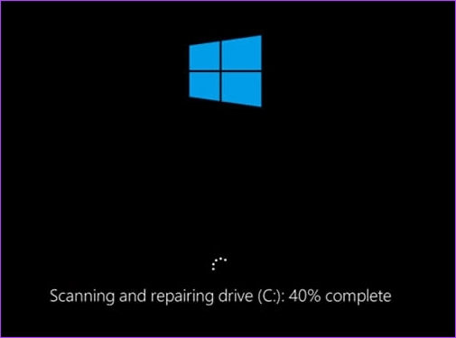windows disk repair and scan at 40%