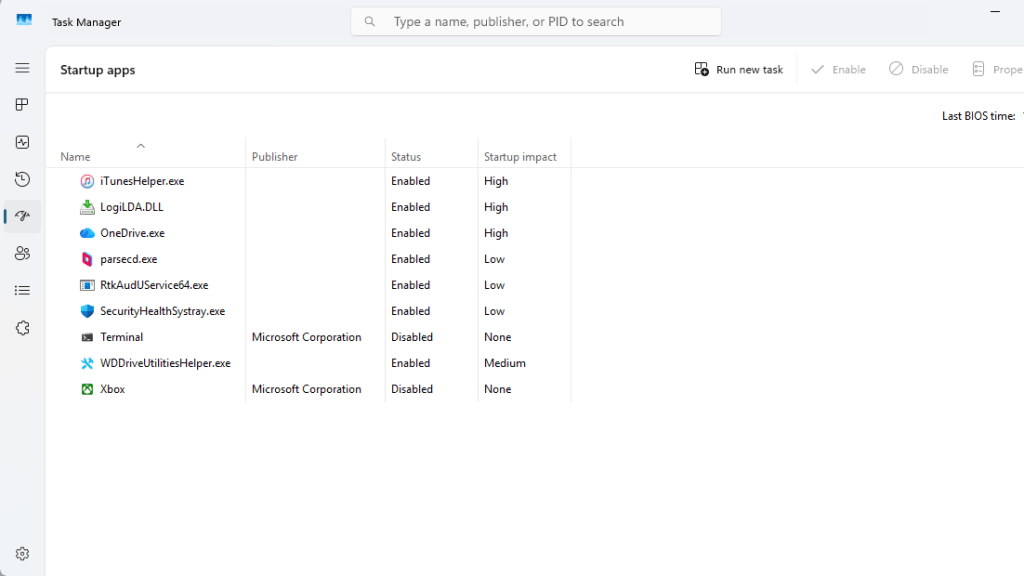 windows 11 task manager startup program settings