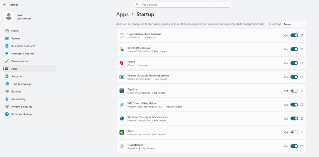 windows 11 settings startup apps