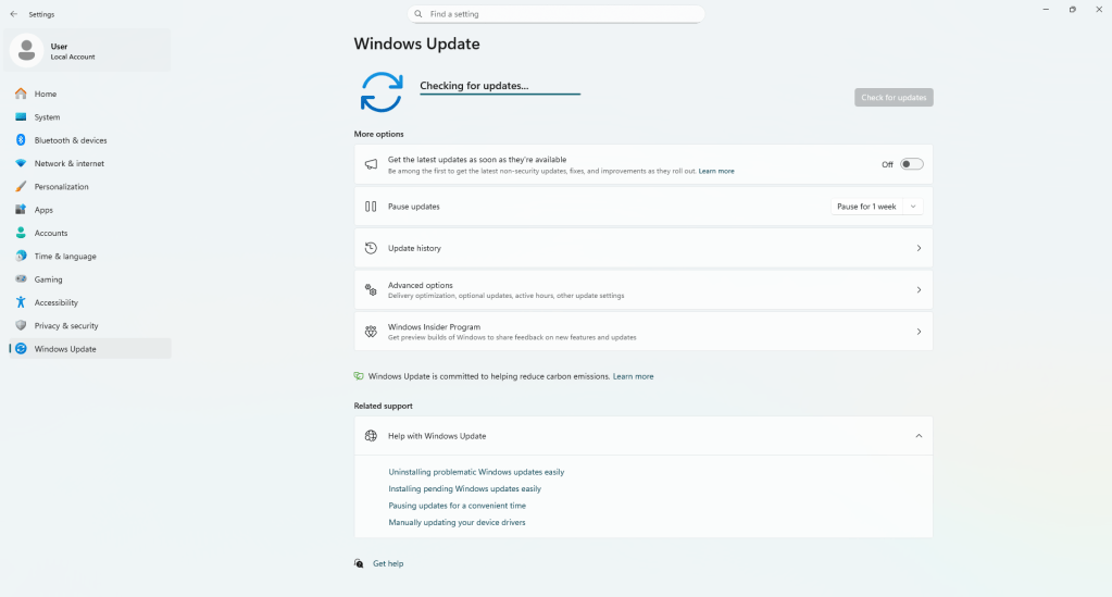 windows 11 checking for update